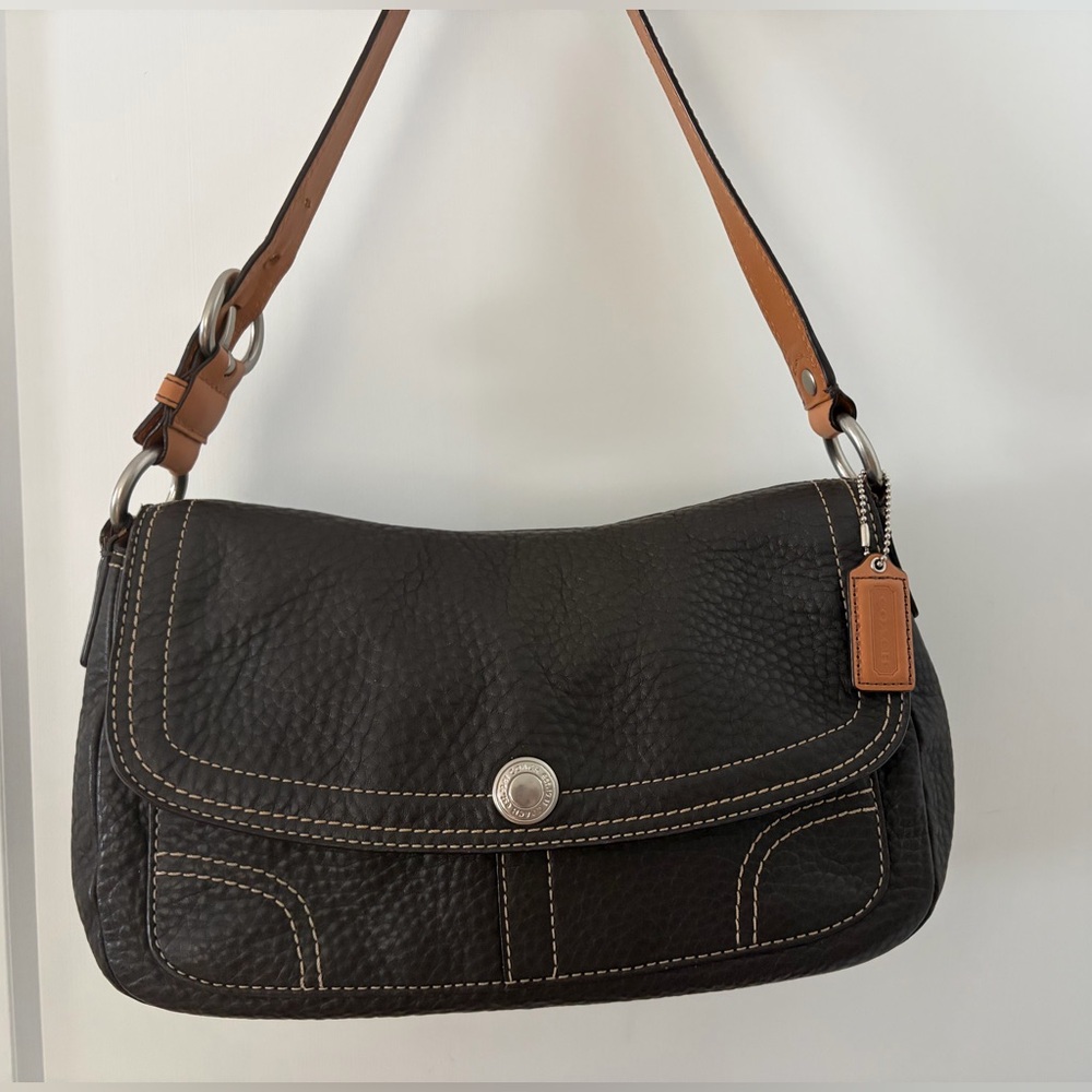 Coach shoulder bag - Dark Brown with Tan Strap